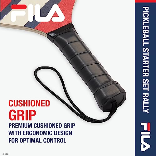 FILA Pickleball Paddles Set - 2 Wooden Paddles, 2 Balls & Bag for Pickleball Equipment, 2 Pack - Rally