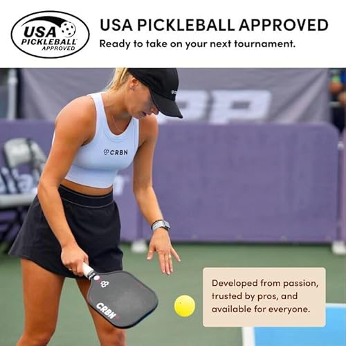 CRBN Pickleball - X Series Power Paddle - Carbon Fiber Pickleball Paddle with Foam Injected Edges for Expanded Sweet Spot (2X, 16mm)