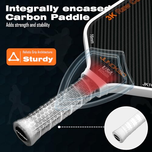 Professional Pickle ball Paddles- T700 Carbon Fiber Pickle Racket- 3K Raw Carbon Frosted Surface for Enhanced Spin and Friction - USAPA Approved Offensive Long Paddle for Intermediate Advanced Players