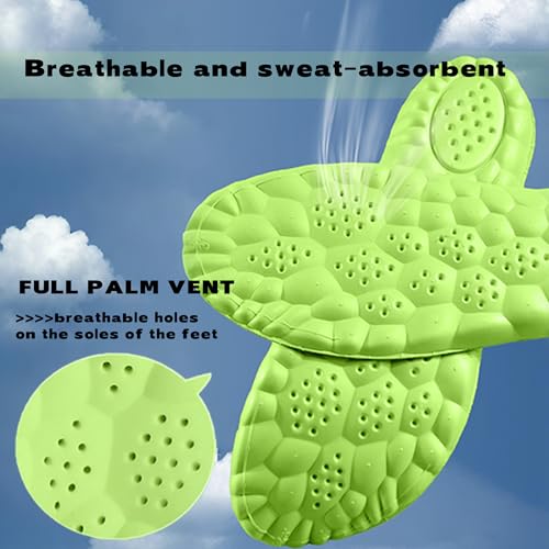Pickleball Insoles - 2 Pairs of Pickleball Insoles for Men Women, 4D Cloud Arch Support Pickleball Inserts (Green,M11/W12)