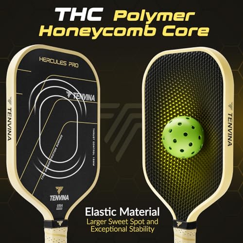 TENVINA Pickleball Paddles Set of 2, Thermoforming 4-Layer T700SC Friction Carbon Fiber Pickleball Paddle, Professional USAPA Approved Pickle Ball Paddle Providing Strong Power and Spin