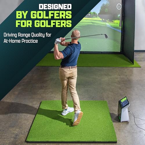 GoSports Golf Hitting Mat - Elite 5 x 4 ft - 15 mm Artificial Turf Training Mat for Indoor/Outdoor Swing Practice, Includes 3 Rubber Tees