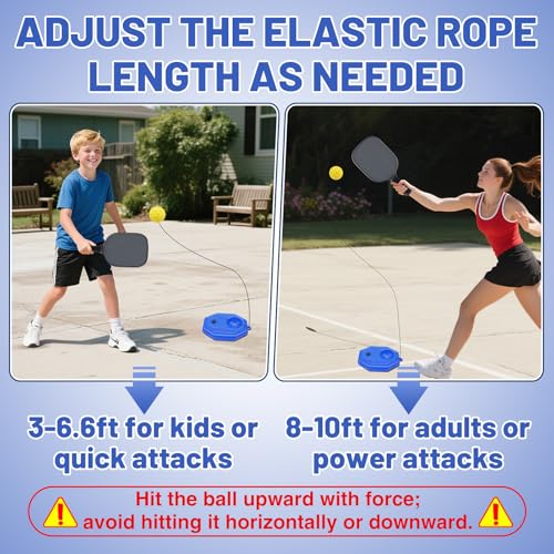 High Elasticity Pickleball Trainer - Double Upgraded Match Buddy Pickleball Rebounder with 164FT Rope & 2 TPR Balls, Durable Outdoor Indoor Training Aid Solo Practice Accessories for Beginner