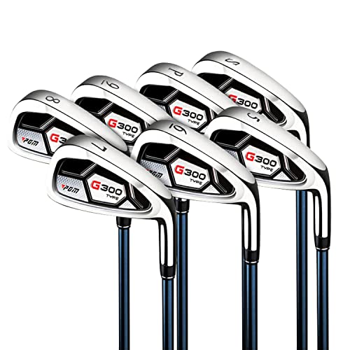 PGM Men's G300 Complete Golf Club Set - Titanium #1 Driver, Draw-Biased Hybrid, High-Strength Iron Set, High Forgiveness Putter, with Stand Bag (Right-Handed, 12Pcs Clubs-Regular)