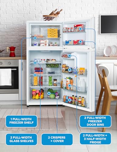 Commercial Cool 18 Cu. Ft. Top Mount Refrigerator with Freezer, 2-Door Refrigerator with Top Freezer and Adjustable Temperature Control, Ice Maker Ready, Energy Star Certified, White