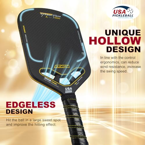 Pickleball Paddles T700 3K Carbon Fiber Picklebll Paddle with Aero Throat Edgeless Designed 16MM Thermoformed Pickleball Racket USAPA Approved