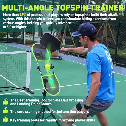 WAOPSO Pickleball Topspin Trainer,Professional Training Tool with Adjustable Angle Panel, Dual-Sport Compatible Pickleball Training Equipment for Solo Practice & Skill Development