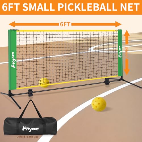 FITYCSW 6FT Small Mini Pickleball Net Portable Outdoor Driveway Net，Pickleball Dink Net for Training for Indoor and Outdoor (No Racket)