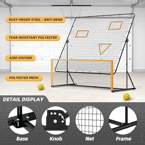 MR Pickleball Rebounder 6’x6’, Adjustable Angle & Height Pickleball Rebounder, Tennis Rebound Net, Pickleball Solo Training Equipment for Dinks Volleys Accuracy Coordination Kitchen Control