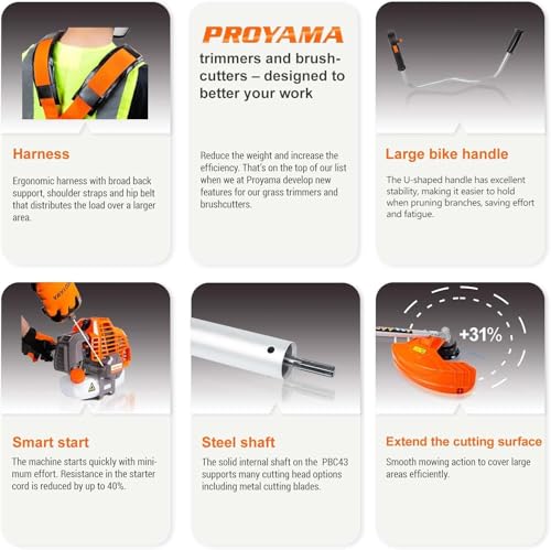 PROYAMA 42.7cc Gas Weed Wacker, 3 in 1 Heavy Duty Weed Eater Gas Powered, Brush Cutter and 2-Cycle String Trimmer Machine with Metal Blades for Lawn Care, 5 Year Warranty Gearbox