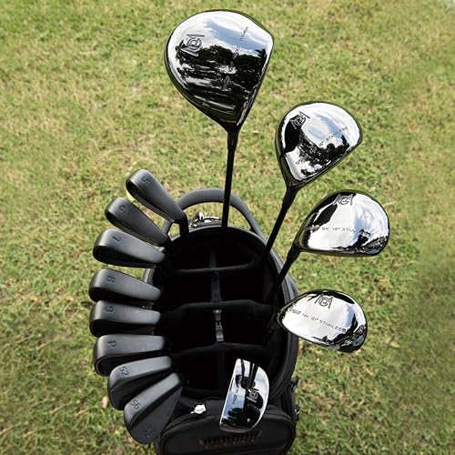 PGM 19 Piece Men's Complete Golf Club Sets - Ultra-Thin Face Titanium Driver (0.85+ COR), High COR Fairway Woods, Forged Irons, Precision CNC Milled Putter, with Stand Bag - Right Handed -Regular