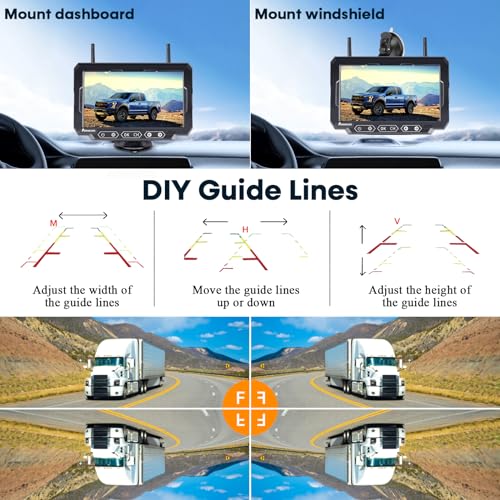 Magnetic Solar Wireless Backup Camera: 7" Portable 1 Min Easy Install Scratch-Proof No Delay Backup Camera for Truck Rechargeable HD 1080P for Pickup Trailer Small RV Camper Pemacom P15