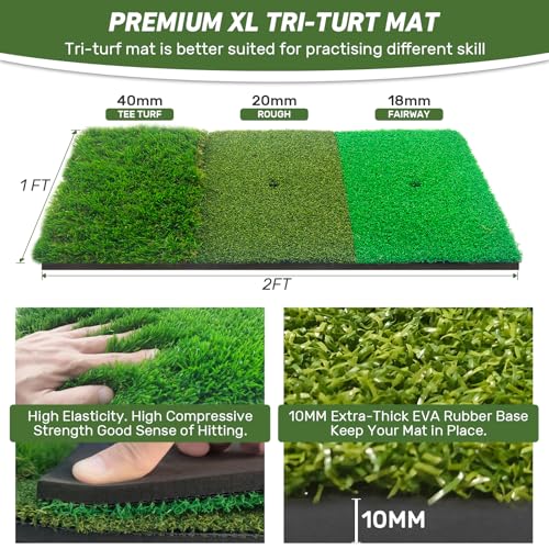 KLAODOT Golf Net with Practice Mat,Golf Hitting Aid Nets 10x7FT for Backyard Driving Chipping Training Swing with Target Mat Balls for Outdoor Indoor，Gifts for Men Dad Him and Golfer