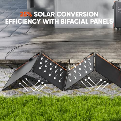 Jackery SolarSaga 500X Solar Panels, 500W Power Output, 25% High Bifacial Conversion Efficiency, Compatible with Explorer 5000 Plus,IP68 Rated for Outdoor Camping,RVs,and Off-Grid Living (Renewed)
