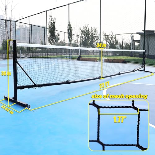 Seliyoo Pickleball Net for Driveway Court Backyard,Heavy Duty Pickleball Nets with Wheels and Hand Wich,22FT Regulation Size for Outdoor Indoor, Tool Free Pickleball Net System with Carrying Bag