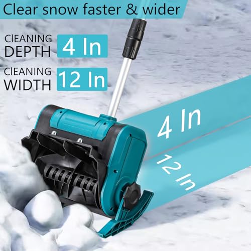 Cordless Electric Snow Shovel, with 2×4.0Ah Battery & Charger, 12 in Foldable Lightweight Snow Blower Cordless, with Battery Capacity Display, 20 ft Throwing Distance for Driveway Sidewalk Walkway