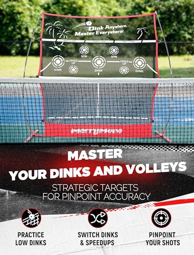 MerryMove Pickleball Practice Rebounder: 2in1 Pickle Ball Equipment for Solo Practice, Rebounder Training with Strategically Placed Targets, 6FT Mini Pickleball Net for Backyard, Driveway, and Garage