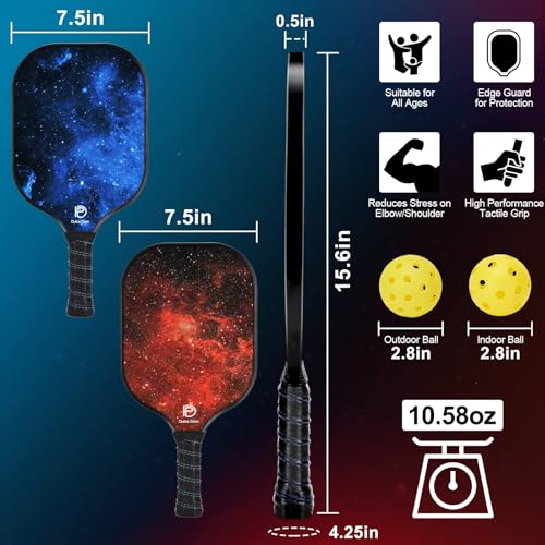 DULCE DOM Pickleball Paddles, USAPA Approved Set with 4 Premium Wood Balls and Bag, Rackets Gifts for Beginners & Pros, Women Men
