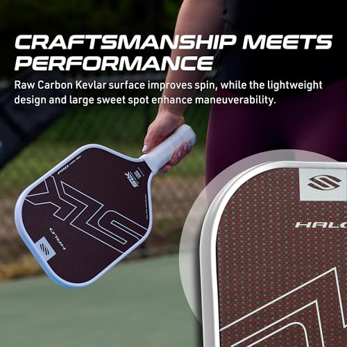 Selkirk Sport SLK Halo Pro MAX Pickleball Paddle | Raw Carbon Fiber Pickleball Paddles with a Rev-Core Power Polymer Core | Designed for Ultimate Spin & Power | Red