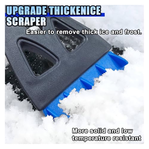 KITUREK 31.5" Detachable Snow Brush and Ice Scraper for Car Windshield, 2-in-1 Winter Snow Removal Tool with Extendable, 360° Rotating Soft Bristle Brush Head and Foam Grip for Most Vehicles (Blue)
