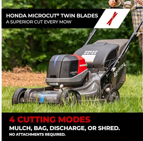 Honda HRX-BV 21-Inch Walk Behind Battery Powered Lawn Mower, Variable Speed Self Propelled Lawn Mower with 2.2 Bushel Capacity, Easy-Off Grass Bag, Clean Cuts in Thick and Tall Grass (HRX217YXBVKA4)