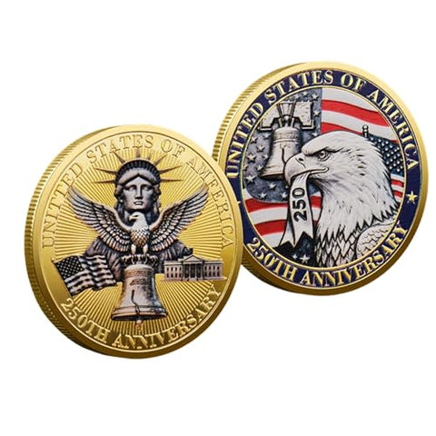 USA 250th Anniversary Commemorative Coin - Gold Plated Collectible Coin for Collectors, 2025 Penny Final Cent Tribute(C)