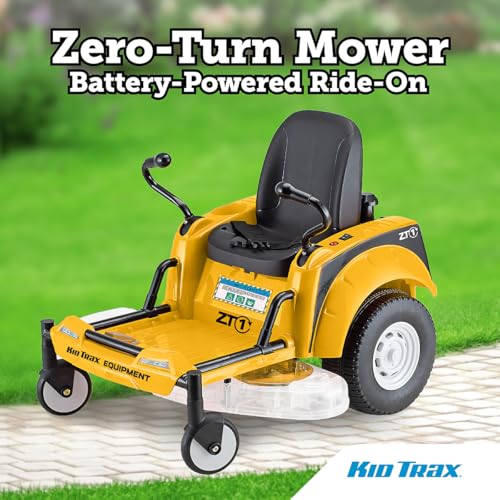 Kid Trax 12V Zero Turn Lawn Mower Tractor Toy - Riding Lawn Mower, Outdoor Toys, Kids Electric Car, Ride On Tractor, Dual Handle, Twist and Turn, Speed to 3MPH, Max Weight of 77lbs, Age 3-7, Yellow