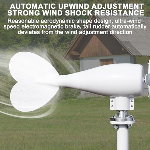 duwiikab 800W Wind Turbine, 6-Blade 12V/24V Wind Energy System, Wind Turbine Generator Kit, Home Wind Turbine, Full Power Protection Wind Generator for Boats Home Farm Industrial Charging White