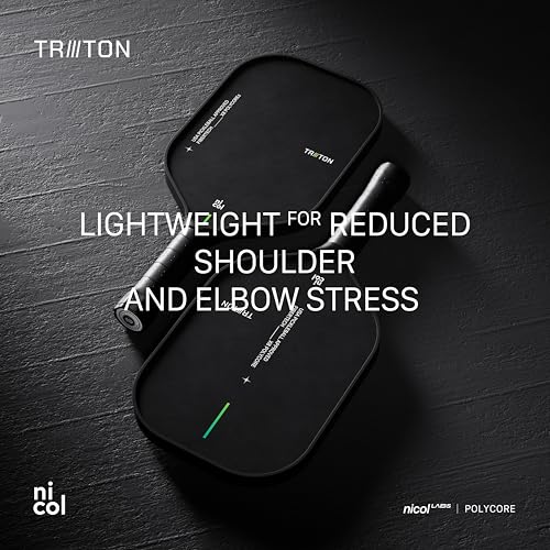 Pickleball Paddle by Nicol 2025 Triton | Fiberglass Hybrid Surface | Control Paddles X8 PolyCore | Lightweight 14MM Racket with Ergonomic Grip | Power Racquet (Green)