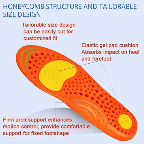 Risctrre Insoles for Men and Women- Support Shock Absorption Cushioning Sports Comfort Inserts, Breathable Shoe Inner Insole for Running Walking Hiking Working(L)