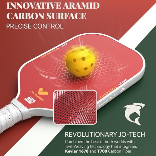 JOJOLEMON Pickleball Paddles, Hybrid Carbon Fiber & Kevlar Rackets with 16mm Polymer Honeycomb Core, Designed for Ultimate Spin & Precise Control - USAPA Approved