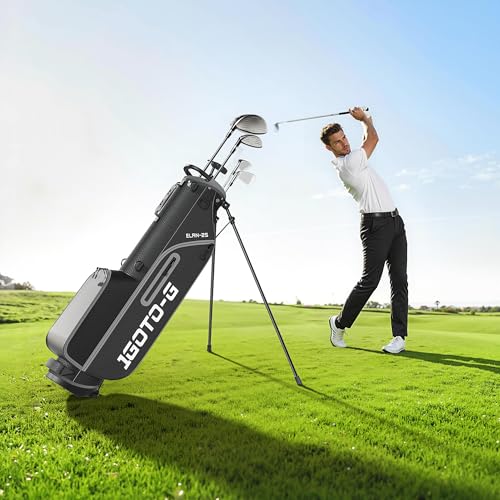 1GoTo-G 7 Pieces Golf Clubs Set for Men - Complete Mens Golf Clubs Full Set Left Handed Includes Stand Bag with Rain Hood, 1# Driver, 5# Hybrid, 7# PW# Irons and Putter