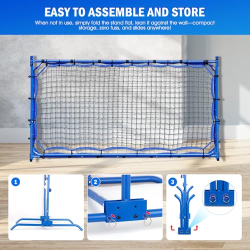 Pickleball Practice Rebounder Net with Pro Paddles Set for Dink Volley Solo Training Equipment, Mini Pickleball Net 2in1 Trainer for Outdoor Driveway Backyard and Indoor Garage, Easy Setup & Storage
