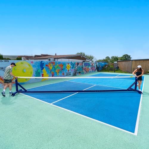 Vermont 360° Freestanding Pickleball Posts [IFP Regulation] – Ultra-Durable, Lightweight & Portable Aluminium Pickleball Paddle Tennis Net Sets (Pickleball Net and Posts, Blue, with Weights)
