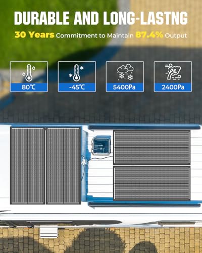 Rvpozwer 18BB 100 Watt Solar Panel, N-Type 12V 100W Solar Panel, 25% High Efficiency Monocrystalline PV Modules for RV, Marine, Rooftop, Farm, Trailer, Home Off-Grid System