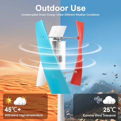 LXYIUTRW Bepritm 400W Wind Turbine Generator Kit, 3 Blades Wind Power Generator 12V Vertical Axis Wind Turbine Generator Kit with Controller, Ultra-Quiet Design for Home, Boats, Street Lighting