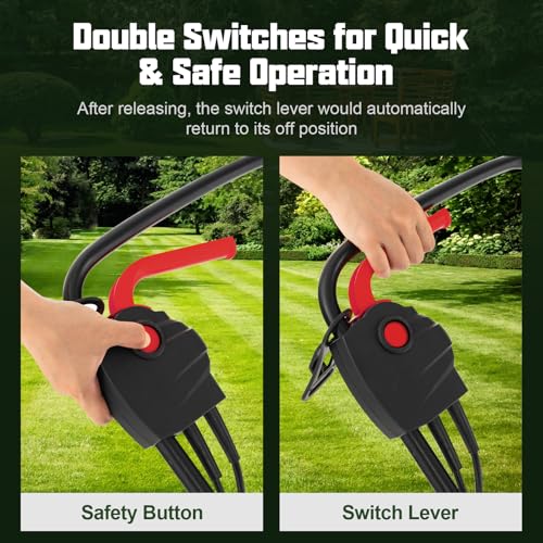 Toolsempire Electric Lawn Mower, 13" Corded Lawnmower with 10 Amp Copper Motor, 6.6-Gallon Grass Collection Box & 3-Position Heights, Push Lawn Mower Electric De-Thatcher for Garden & Farmyard (Red)