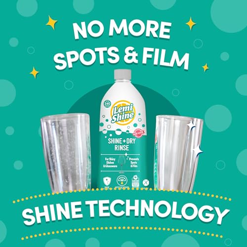 Lemi Shine Shine and Dry Natural Dishwasher Rinse Aid - Hard Water Stain Remover - 25.35 fl oz