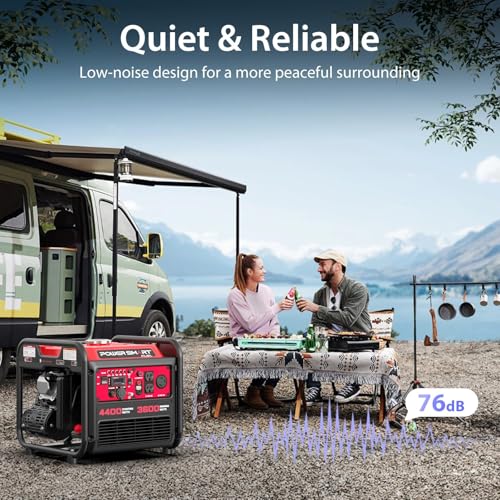 4400-Watt Dual Fuel Portable Inverter Generator, PowerSmart Gas Powered, CO-Sensor, Lightweight & Quiet for Home Use and Emergency Backup, Camping, EPA Compliant