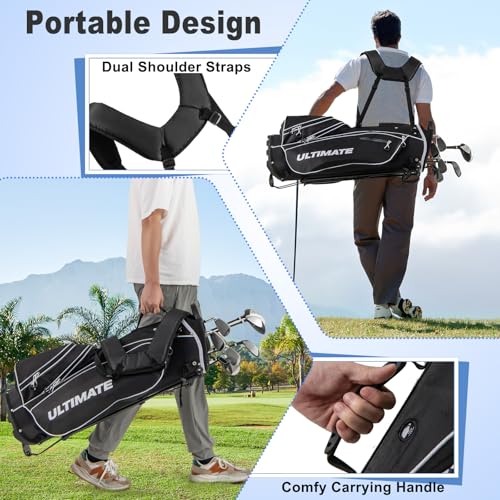 Tangkula 10 Pieces Men's Complete Golf Clubs Set Right Hand, Includes 460cc Alloy #1 Driver & #3 Fairway Wood & #4 Hybrid & #6/#7/#8/#9/#P Irons & Putter, Golf Club Set, Black