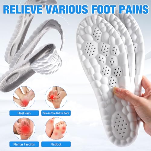 4D Insoles - 4D Cloud Technology Insole - Super Soft, Ultra Comfort Insoles, 4D Sports Shoes Insoles, Acupoint Massage Insole for Foot & Joint Support (10-11, Black)