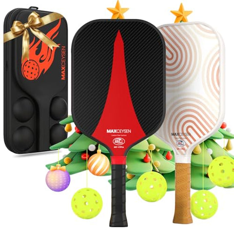 Maxceysen Pickleball Paddles T700 Carbon Fiber Surface Paddle USAPA Approved 16MM High Performance Lightweight Racket with Wide Face Long Grip for Men Women Beginner Starters Partners Couples