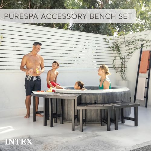 Intex Set of 4 PureSpa Benches, 2 Medium and 2 Tall Bench Accessories Compatible with Inflatable Hot Tub 4 Person Spas (Bench Accessories Only)