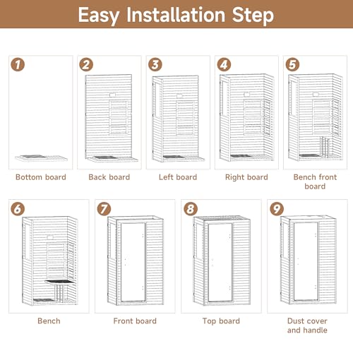 Real Relax Infrared Sauna 1 Person, Indoor Infrared Saunas for Home, Canadian Hemlock Wooden Dry Sauna, 950W 120V with Foot Warmer and 6 Heaters Panels, Compact Spa Room, 27.3"x33"x59"