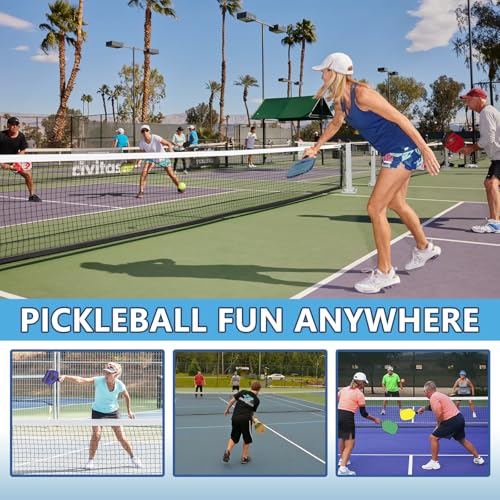 MegaGreen Surface Mount Pickleball System,Includes Two Heavy Duty Aluminum Pickleball Posts with Net for Indoor Or Outdoor Matches, Ideal for Pickleball