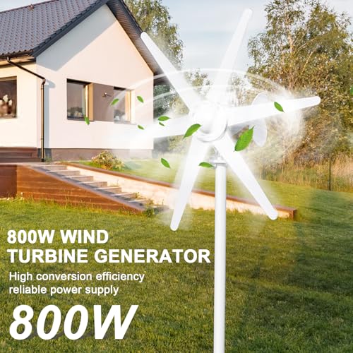 800W 12V/24V Wind Turbines Generator, 6-Blade Fan Wind Turbines Generator Kit, Electromagnetic Electricity Producer Equipment