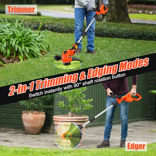 Rozlchar Cordless String Trimmer Compatible for Milwaukee 18v Battery (No Battery), 12'' Grass Trimmers and Lawn Edger with Powerful Motor, Electric Weed Eater with Auto-Line Feed for Yard Garden