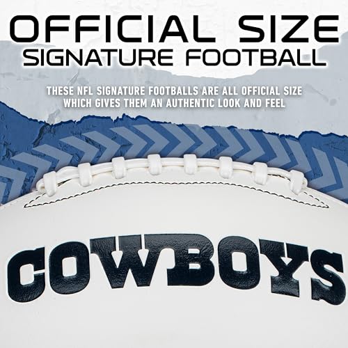 Franklin Sports NFL Dallas Cowboys Autograph Football - Official Size White Panel Souvenir Football for Autographs + Signatures - NFL Team Fan Shop Memorabilia Ball for Display