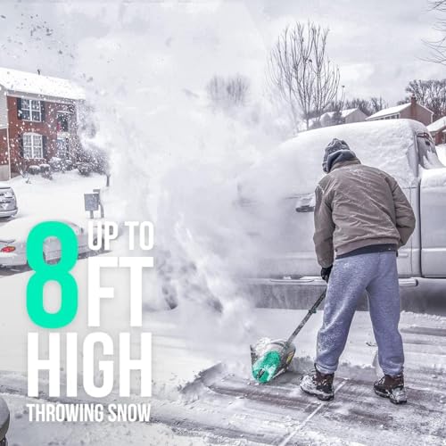 Litheli Cordless Snow Shovel, 20V 12-Inch Battery Powered Snow Thrower, Battery Snow Blower with Auxiliary Handle, with 4.0Ah Li-ion Battery & Charger