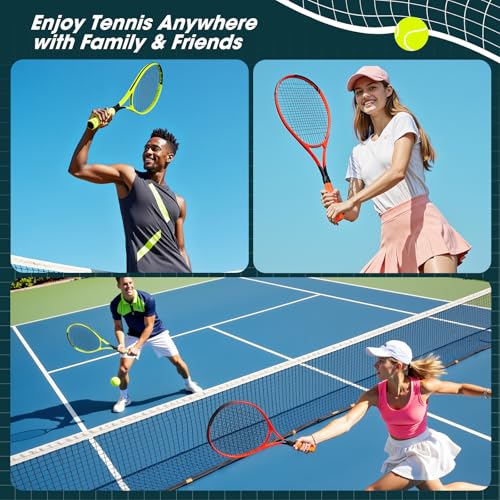 AboveGenius Neon Yellow & Orange Tennis Rackets 2 Pack for Adults - 27" Lightweight Aluminum Tennis Racquet Set with 3 Balls & Bag - Vibrant High-Visibility Matte Finish for Men Women Beginners